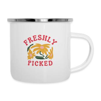 Freshly Picked: yellow and red - Emaille-Tasse - Weiß - Rechts