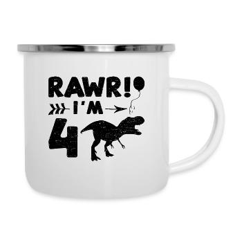 Rawr I'm 4 - 4th Birthday - Tasse émaillée - blanc - Droite