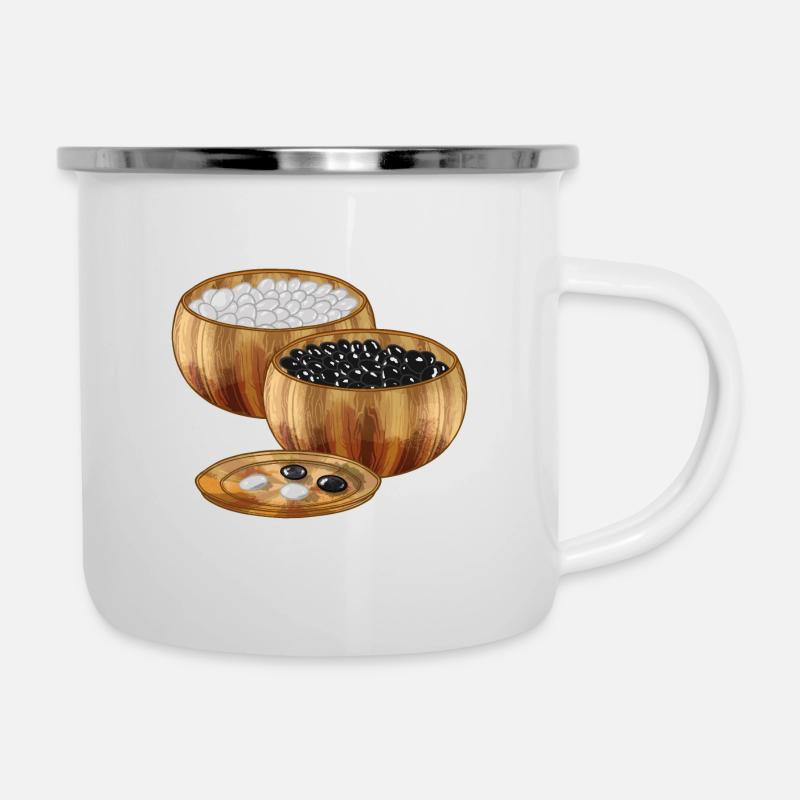 Brettspiel Go Steine - Emaille-Tasse - Weiß