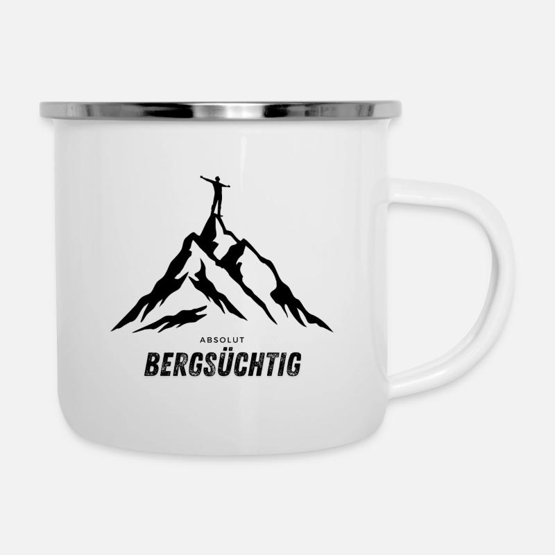Absolut bergsüchtig - Bergsteiger auf dem Gipfel - Emaille-Tasse - Weiß
