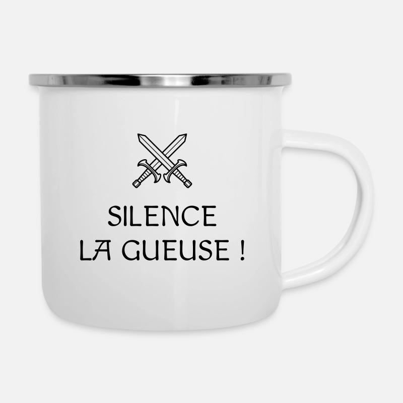 Silence la gueuse ! Réplique culte - Les Visiteurs - Tasse émaillée - blanc