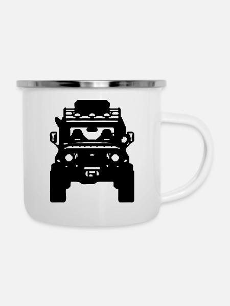 geländewagen - Emaille-Tasse - Weiß