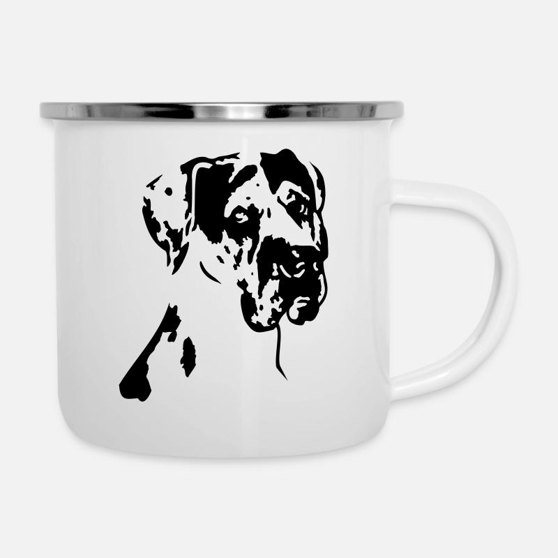 Dogge2 - Emaille-Tasse - Weiß