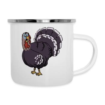 Truthahn Pute Puter Geflügel Hühner Vogel Vögel - Emaille-Tasse - Weiß - Rechts
