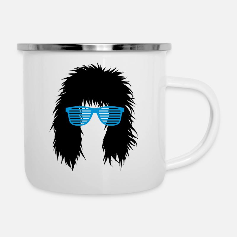 shutter brille - haare - frisur - Emaille-Tasse - Weiß