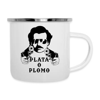 Pablo Escobar - Silber oder Blei-T-Shirt - Emaille-Tasse - Weiß - Rechts