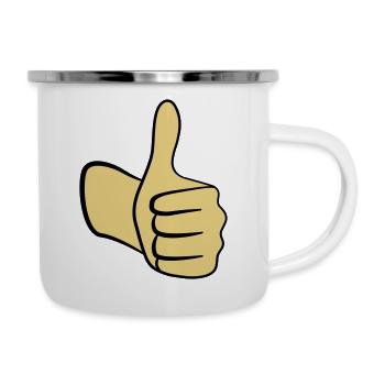 Daumen hoch! - Emaille-Tasse - Weiß - Rechts