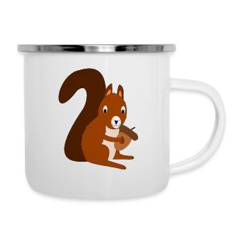Niedlich Lustig Süß Eichhörnchen Comic Zeichnung - Emaille-Tasse - Weiß - Rechts