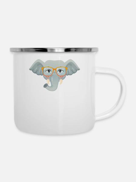 Geek Elephant - Emaille-Tasse - Weiß