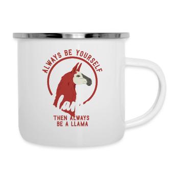 Lama Tier spucken vintage Geschenk Zoo Alpaka - Emaille-Tasse - Weiß - Rechts