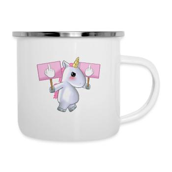 Licorne Licorne Licorne coquine baise vous cadeau - Tasse émaillée - blanc - Droite