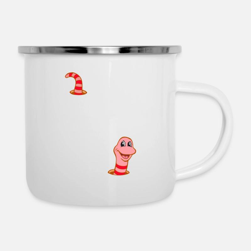 Wurm im Wurmloch - Emaille-Tasse - Weiß