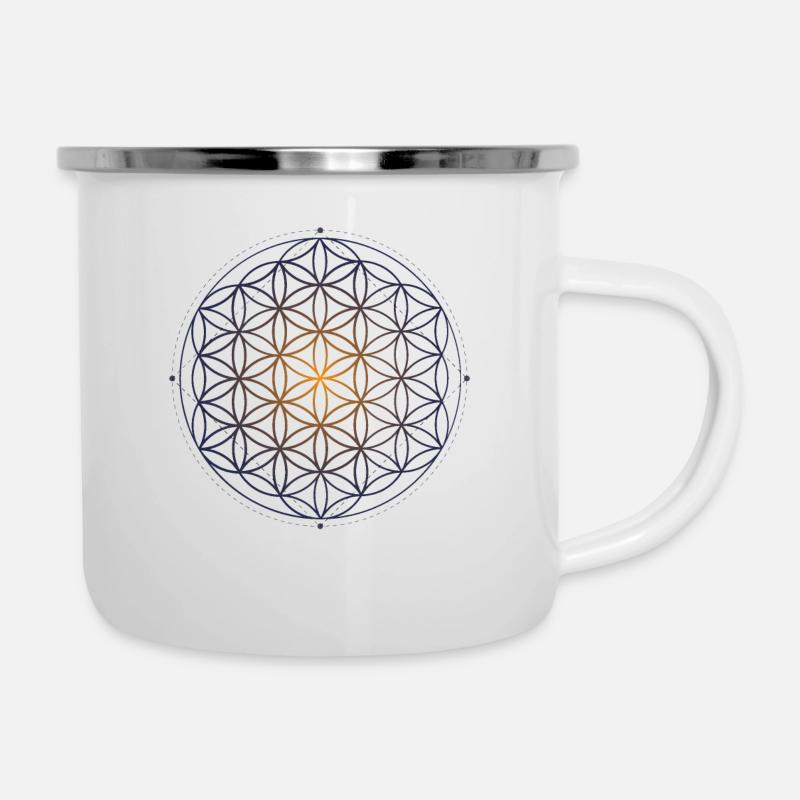 Heilige Geometrie Blume des Lebens Muster der Schöpfung - Emaille-Tasse - Weiß
