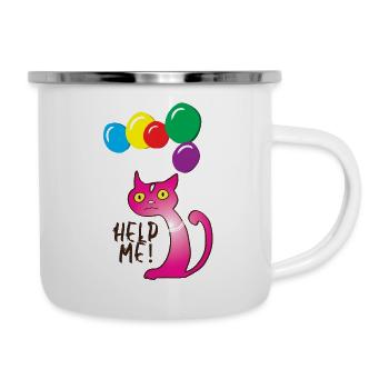 Chat Aidez-moi, Aidez-moi - Tasse émaillée - blanc - Droite