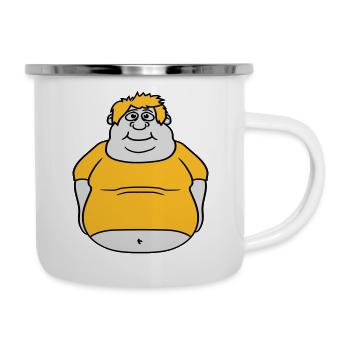 kreis ball mann fett dick clipart comic cartoon lu - Emaille-Tasse - Weiß - Rechts