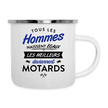Tous les hommes naissent égaux, Meilleurs Motards - Tasse émaillée - blanc - Droite