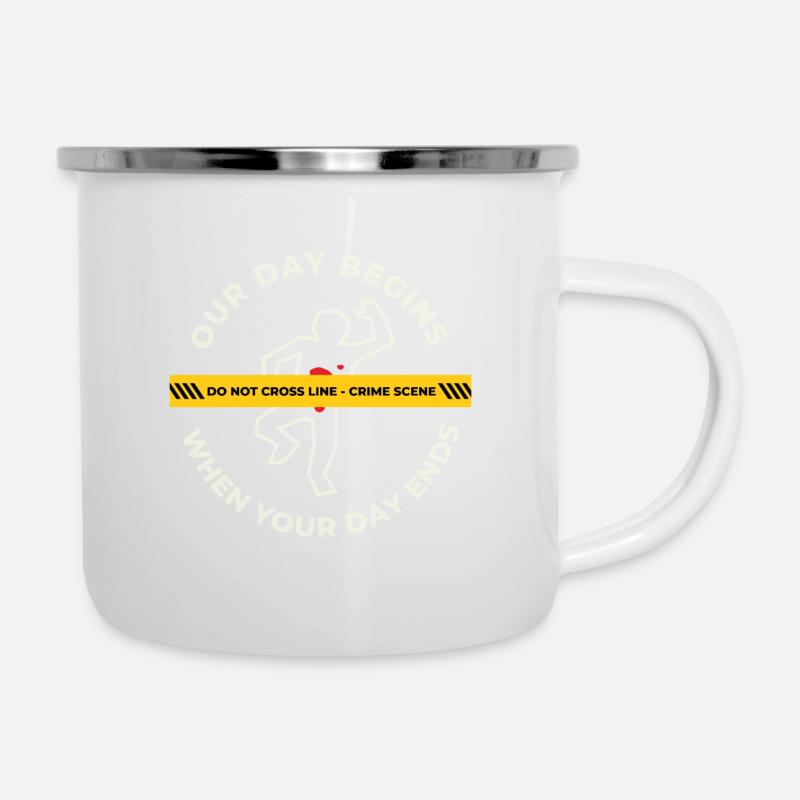 Lustig Forensik Krimi Polizei Kripo Cop Geschenk - Emaille-Tasse - Weiß