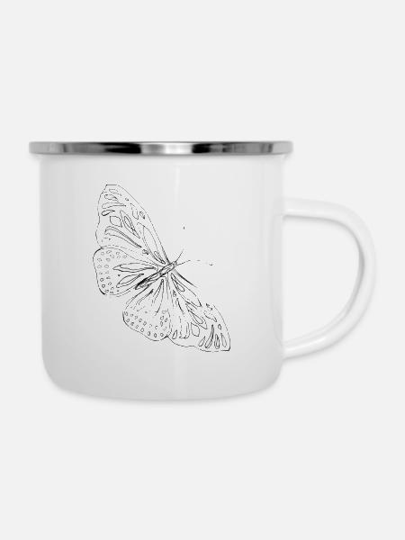 schmetterling alpha black - Emaille-Tasse - Weiß