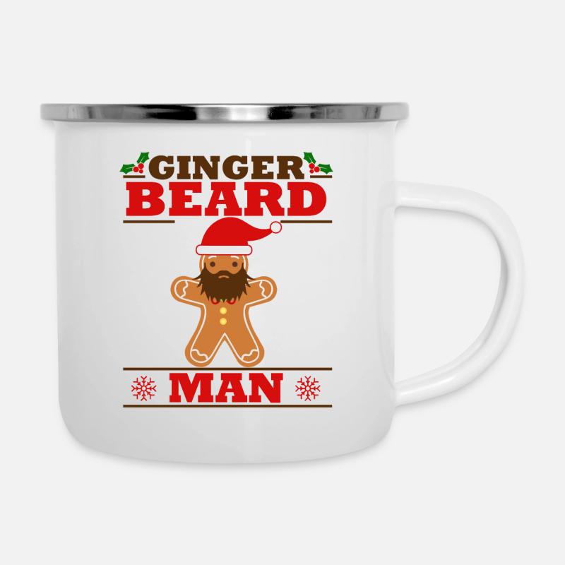 Lebkuchen Mann Bart Version Advent Weihnachten - Emaille-Tasse - Weiß