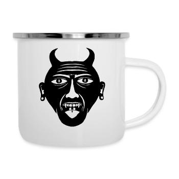 Masque Oni - Masque Hannya - Masque Tiki - Tasse émaillée - blanc - Droite