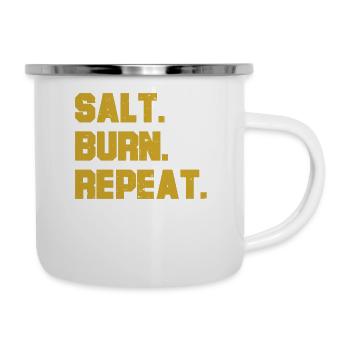Sel. Brûler. Répétez. T-shirt drôle d'esprit surnaturel - Tasse émaillée - blanc - Droite