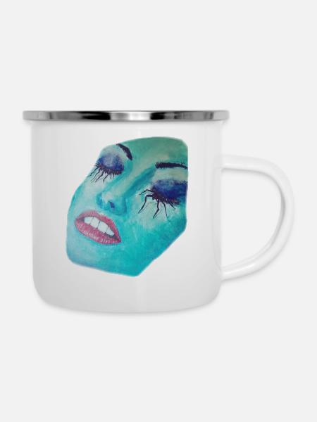 sleep - Emaille-Tasse - Weiß