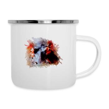 nilpferd hippo geschenk shirt - Emaille-Tasse - Weiß - Rechts