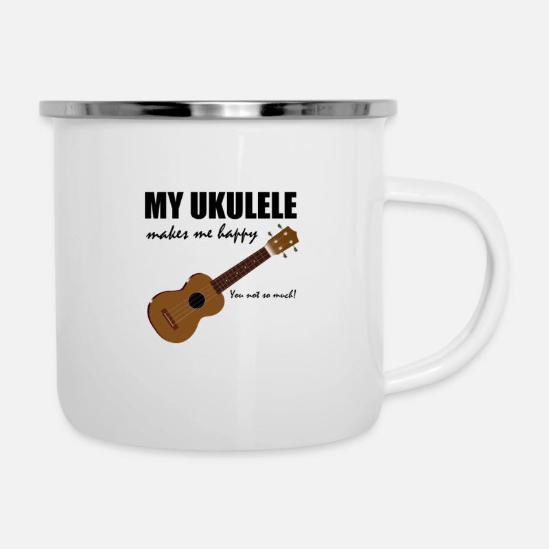 Ukulele - Emaille-Tasse - Weiß