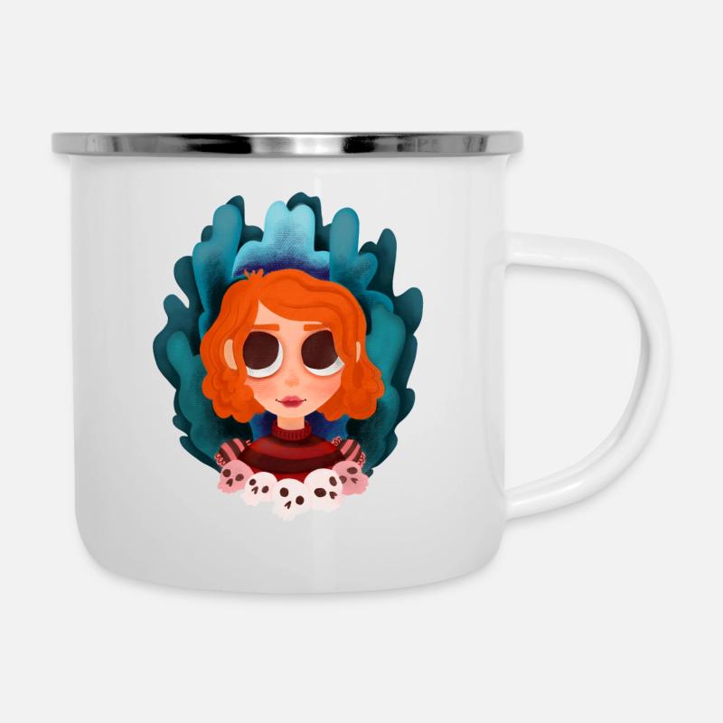 kleine Hexe - Emaille-Tasse - Weiß