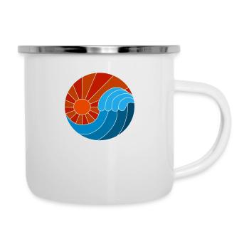 Surfen Welle - Emaille-Tasse - Weiß - Rechts