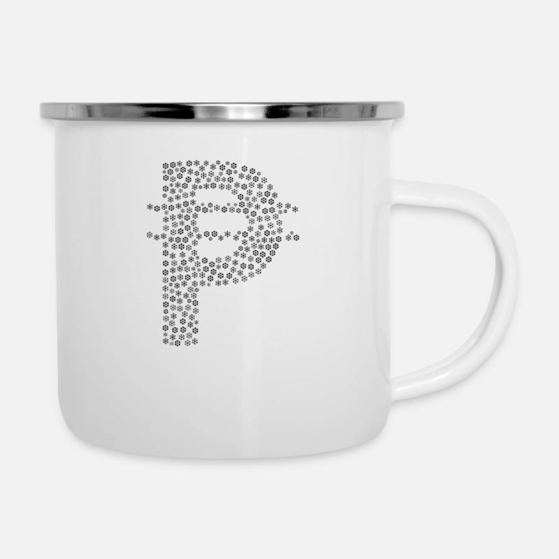 Flocons de neige Word Cloud en forme de peso (noir) - Tasse émaillée - blanc