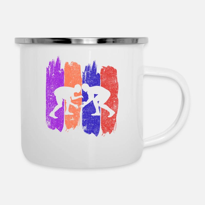 Wrestling catch catch catch lutte - Tasse émaillée - blanc