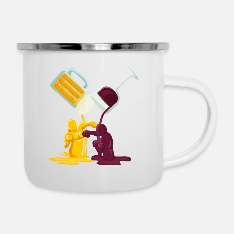 Bière et vin en boxe - Tasse émaillée - blanc