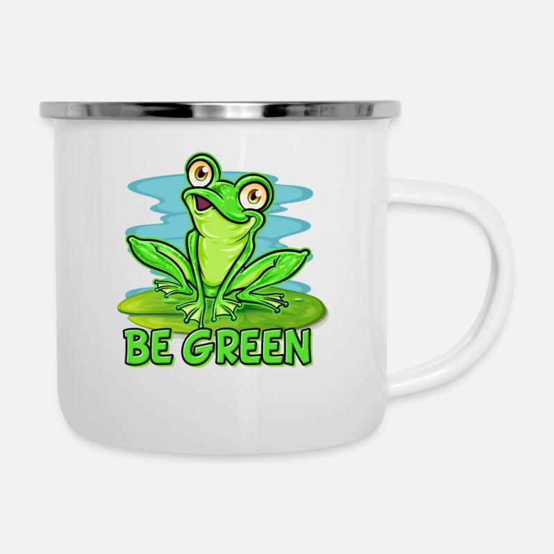 Amant grenouille | Être vert - Tasse émaillée - blanc