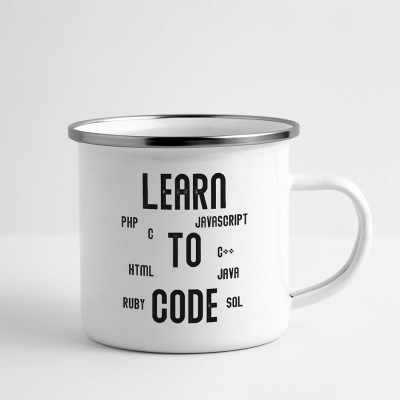 Learn To Code Programmieren Informatiker Geschenk Emaille-Tasse