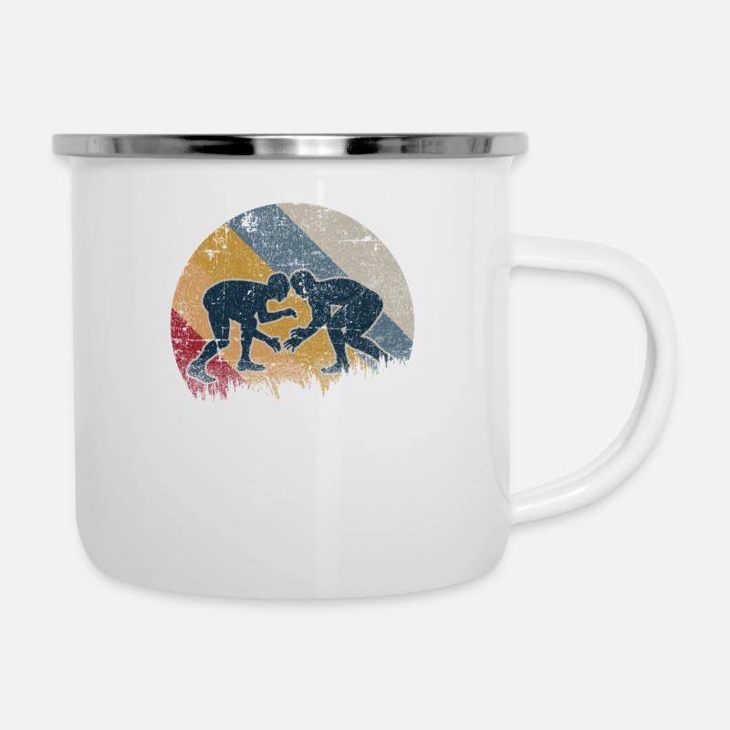 Ringen Ringkampf Ringer Geschenk Wrestling - Emaille-Tasse - Weiß