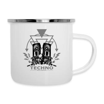 Techno Religion Gabber Hardstyle Skull Shirt - Camper Mug - white - Right
