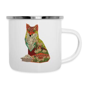 Hippie Fuchs Retro Mandala Yoga Frieden Chakra - Emaille-Tasse - Weiß - Rechts