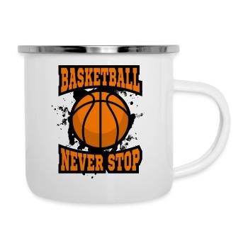 Basketball Never Stop - Emaille-Tasse - Weiß - Rechts