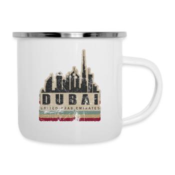 Retro Dubai Tower Stadt Tourismus Geschenk - Emaille-Tasse - Weiß - Rechts