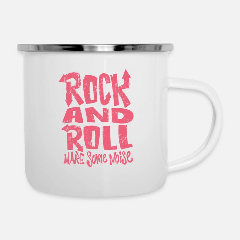 Rock and Roll - Emaille-Tasse - Weiß