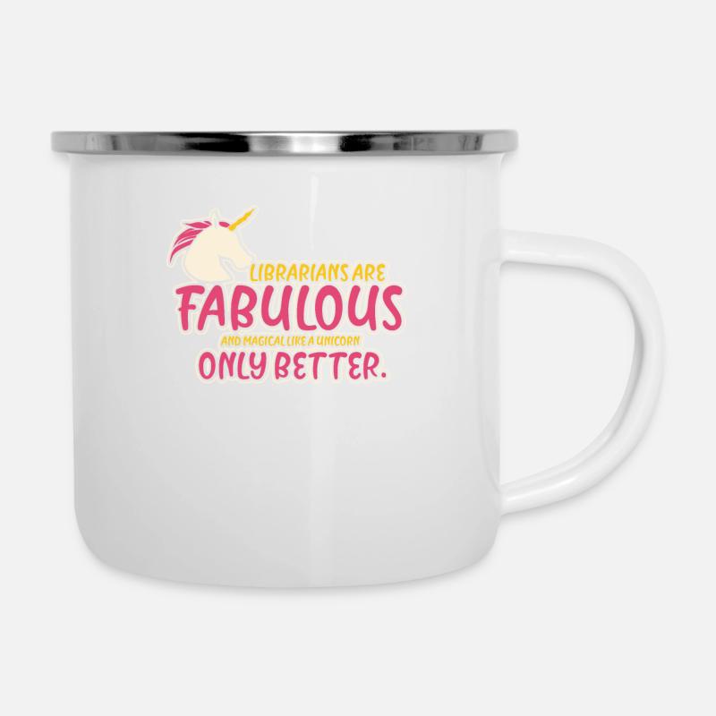 Bibliothekar - Emaille-Tasse - Weiß