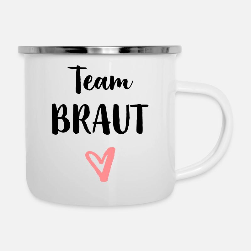Team Braut Herz Junggesellenabschied - Emaille-Tasse - Weiß