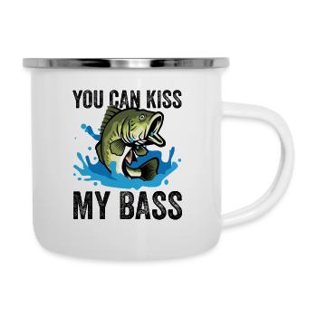 Pêche, basse pêcheur, drôle, conception - Tasse émaillée - blanc - Droite