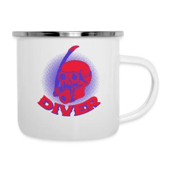 Tauchen Taucher Tauchsport Geschenk - Emaille-Tasse - Weiß - Rechts