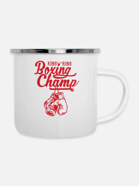 Boxing Champ - Emaille-Tasse - Weiß