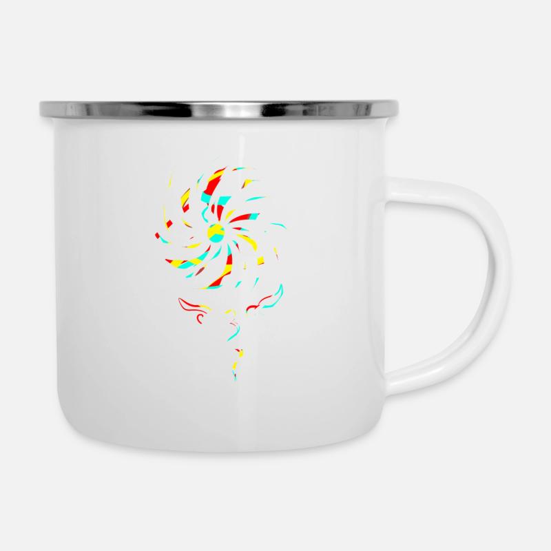 Fleur de vent colorée - Tasse émaillée - blanc