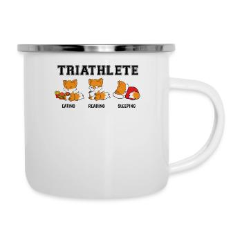 Essen Lesen Schlafen Repeat Fuchs Buch Geschenk - Emaille-Tasse - Weiß - Rechts