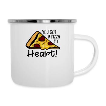 Pizza Wortspiel - Emaille-Tasse - Weiß - Rechts