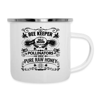 Beekeeper Honig Imker Bienen Spruch - Emaille-Tasse - Weiß - Rechts